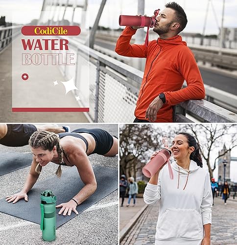 CodiCile Trinkflasche, BPA-frei, 1 Liter Trinkflasche Sport Auslaufsichere, Große Wasserflasche 1L Ideal für Fitnessstudio, Schule, Büro und Reisen (Rot)