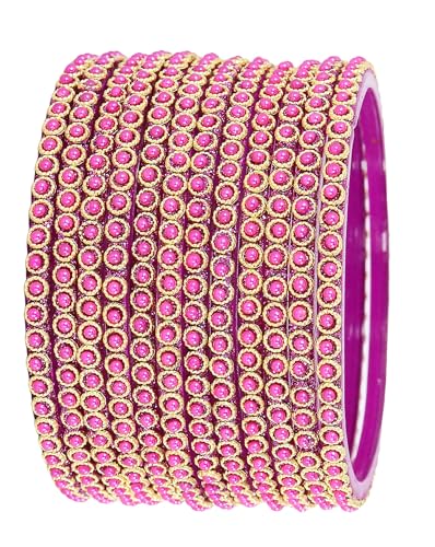 Image of NMII Glass Golden Beads & Pearls Moti Work Designer Bangles Set For Women & Girls | Kanch ki Chudi Set | Girl's Bangles Bracelet | Glass Bangles | Daily, Wedding, Party, Fashion Jewellery- Set of 12