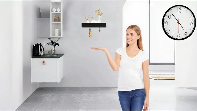 5 haaks platte wandkapstok zwarte kapstok voor op slaapkamer kinderkamer of in de hal