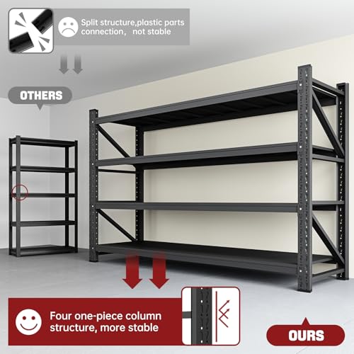 Image of RAVIGIN 9000LBS Storage Shelves, 75 inch W Garage Shelving Heavy Duty Metal Adjustable Garage Shelves, Shelving Units Industrial Shelving for Warehouse, 75 inch W x 24 inch D x 70 inch H, Black