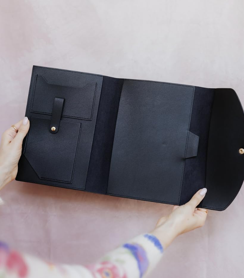 ORGANISER/PORTFOLIO - Cover for Planners/Notebooks, organiser compendium, stationery gift/stationery accessory/folder (Black)