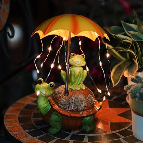 Outdoor Solar Frosch Garten Deko, Lustige Frosch Statue, Gartendekorlampe, Tier Garten Statue für Terrasse Rasen Teiche (Grün)