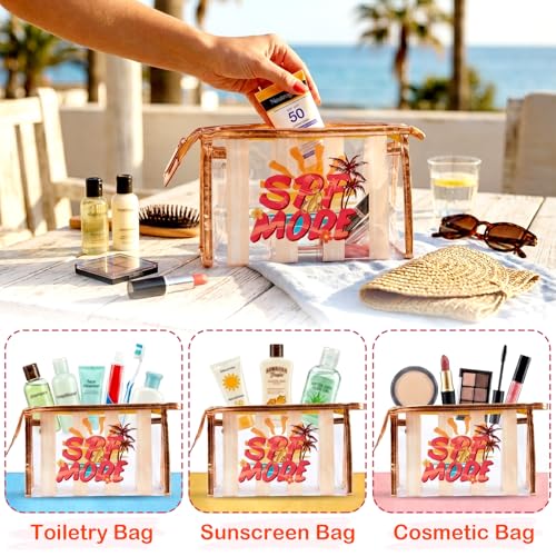 Image of COSHAYSOO Sunscreen Bag Clear Makeup Toiletry Pouch Beach Vacation Essentials for Women Teen Girls Trip Gifts Summer Pool Travel Must Have Accessories Waterproof Stuff