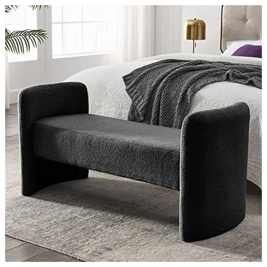 NIOIIKIT 52''Modern Fuzzy Sherpa Upholstered Ottoman Bench, Faux Fur Entryway Bench, End Bed Bench, Footrest for Bedroom, Living Room, End of Bed, Hallway (Black Teddy)