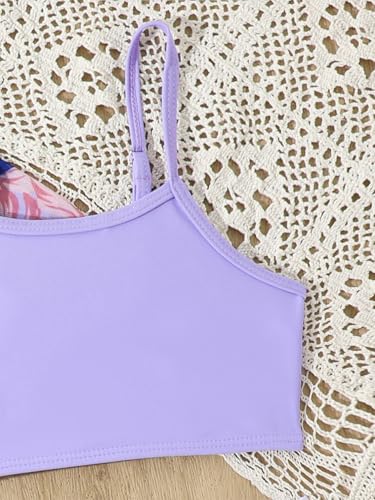 Moily Girls 3 Pcs Swim Cover Up Sets Floral Kimono Top Bikini Bra with Brief Bathing Suits3