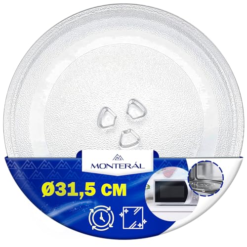 Plato Microondas Universal Ø 31,5 cm Tiene 3 Fijaciones Plato Giratorio Ø 315 mm con Código Original 49016762 49008503 49010006 para Candy - MONTERAL