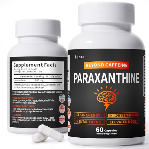Paraxanthine Supplement Clean Crash-Free Energy for Focus Cognitive Exercise | Paraxanthine Beyond Caffeine | 60 Capsules