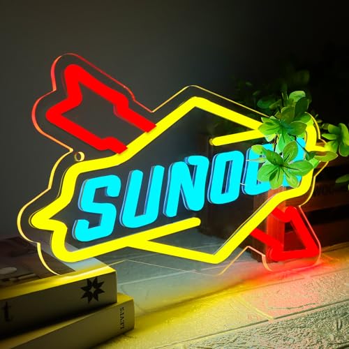 Image of WonderfulLife Fuel Oil Logo Neon Sign for Garage Decor,Dimmable Led Signs for Man Cave Lube Store or Gasoline Station Display Lighting,5V USB,Easy Hanging.