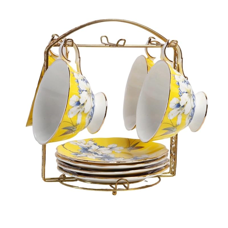Zestaw filiżanek do kawy z porcelany kostnej z łyżeczką, filiżanki do herbaty i spodki do gorących napojów, odporne na wysokie temperatury porcelanowe kubki, pudełko prezentowe na przyjęcie świąteczne