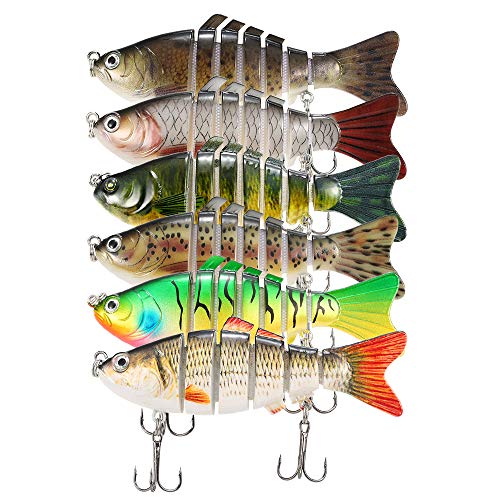 Isca anzol, Andoer Isca de pesca multi-articulada Lifelike 7 segmentos Isca de pesca Crankbait Swimb