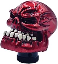 Skull Car Gear Shift Knob, Big Tooth Skull Stick Shifter, Car Transmissions Shifting Lever Handle Compatible with Most Automatic Manual Truck Car SUV (Red)