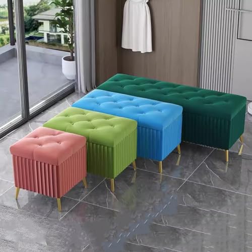 Banc de rangement extra long velours vert coffre bout de lit 60cm