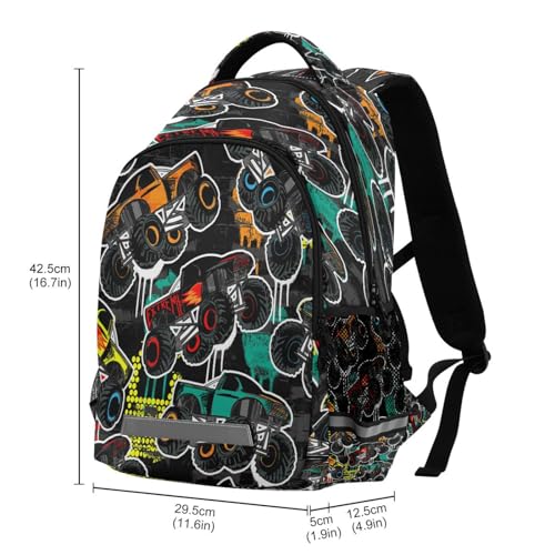 ALAZA Abstract Monster Truck Car Backpacks Travel Laptop Daypack School Book Bag for Men Women Teens Kids3