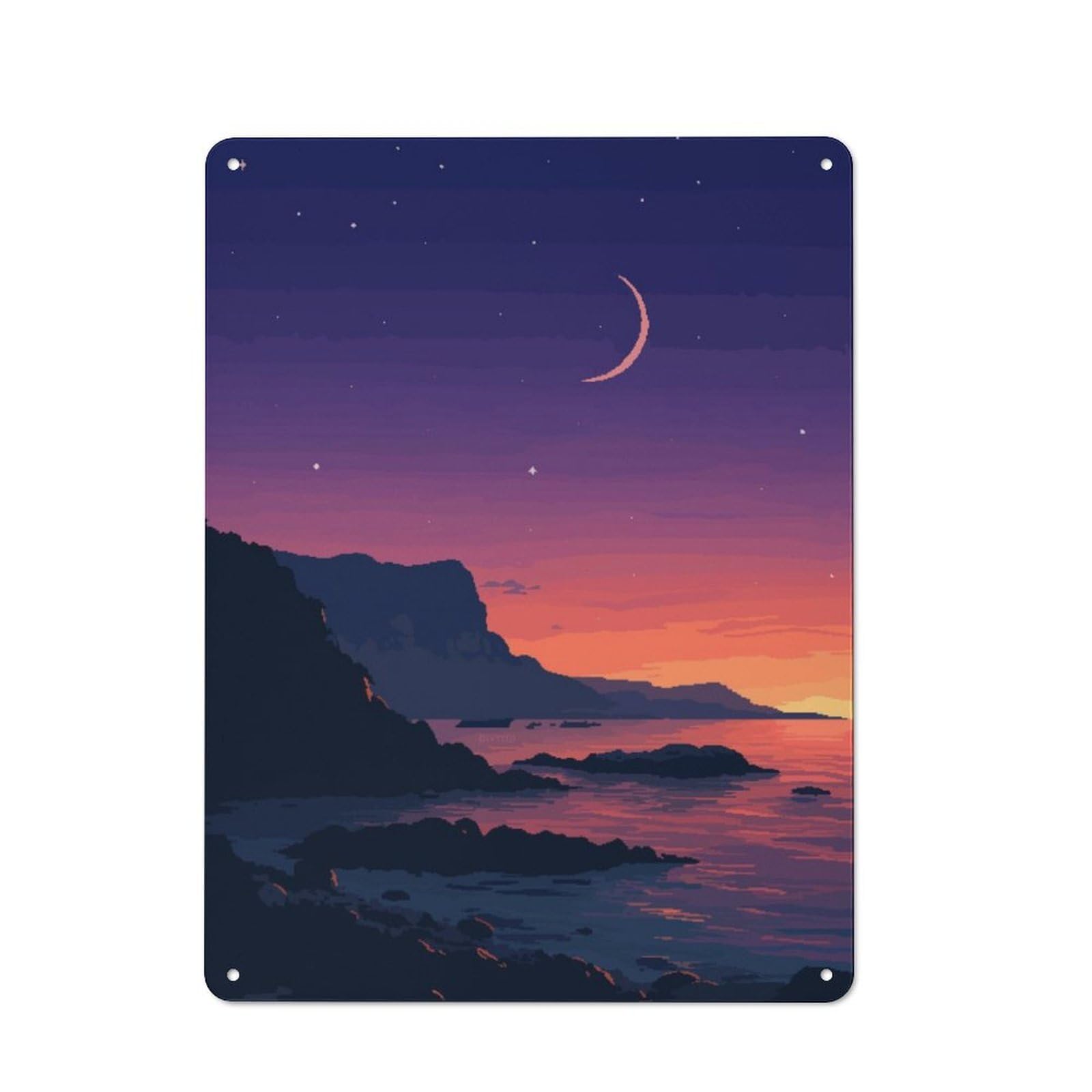 Junmoney Socal Coast Lofi Pixel Art Vintage Metal Plaque 40X30cm For Man Cave Or Games Room, For An Autumn Update To Man Cave And Games Room