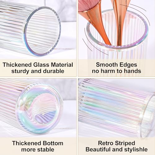 Image of DASITON Makeup Brush Holder Organizer, Crystal Glass Makeup Brushes Storage Holder, Vintage Make Up Brush Cup for Vanity, Pen Pencil Holder for Desk, Toothbrush Holders for Bathroom (Colorful SL)