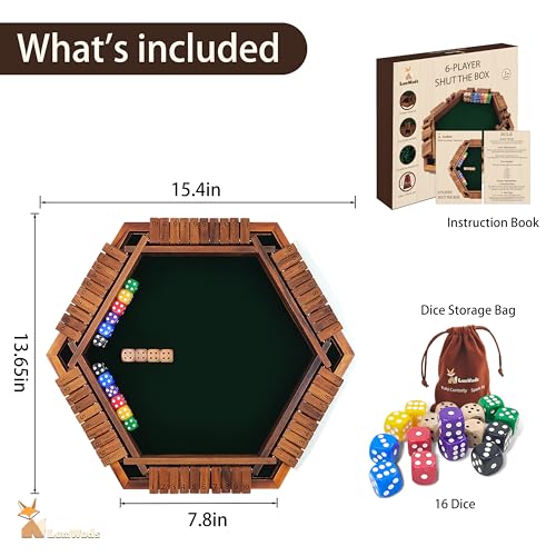 Shut The Box Game juego de mesa de madera para 1 a 6 jugadores miniatura 3