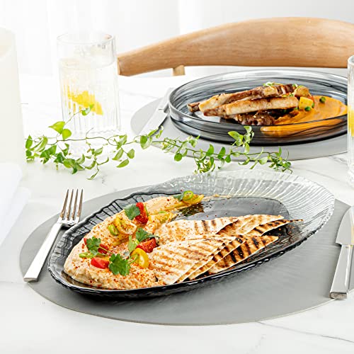 Restaurantware Vetri 15 x 9.8 x 1.2 Inch Glass Serving Dish 1 Durable Unique Serving Dish - Oval Shape Dishwashable Black Glass Dinnerware For Hot & Cold Foods by Restaurantware - Image 4