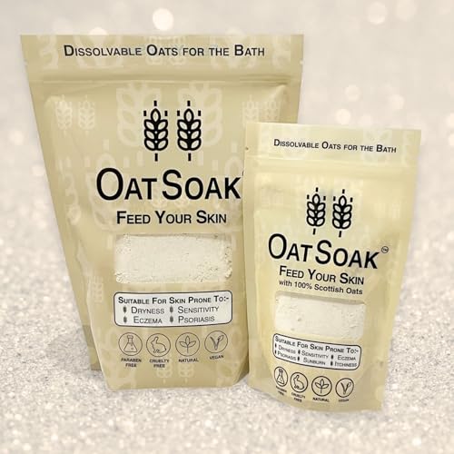 Image of OatSoak Dissolvable Oats for the Bath. Colloidal Oat Bath Additive Made with 100% Scottish Oatmeal. Suitable for Skin Prone to Eczema, Psoriasis, Dryness and Sensitivity. Natural, Handmade in The UK.