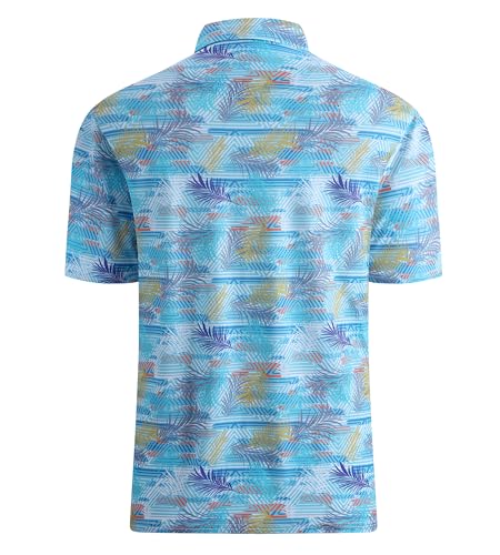 Alex Vando Mens Golf Shirt Moisture Wicking Quick-Dry Print Performance Polo Shirts for Men