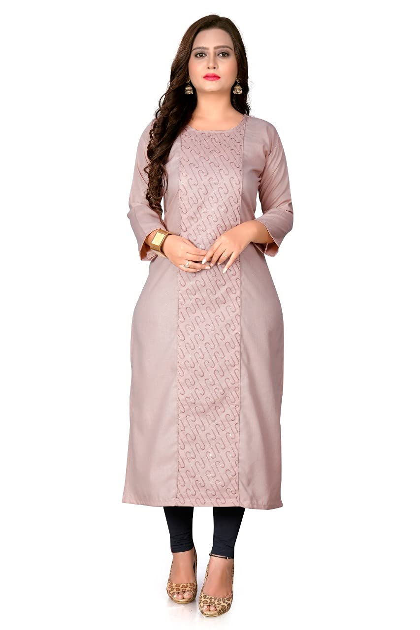 Heer Fashion Women's Cotton Blend Stitched Kurti (Light Pink) - HeerFshn_06