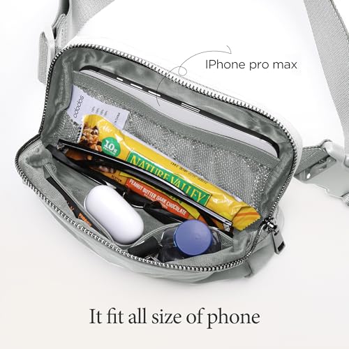 Image of ODODOS Unisex Mini Belt Bag with Adjustable Strap Small Fanny Pack for Workout Running Traveling Hiking, Light Grey