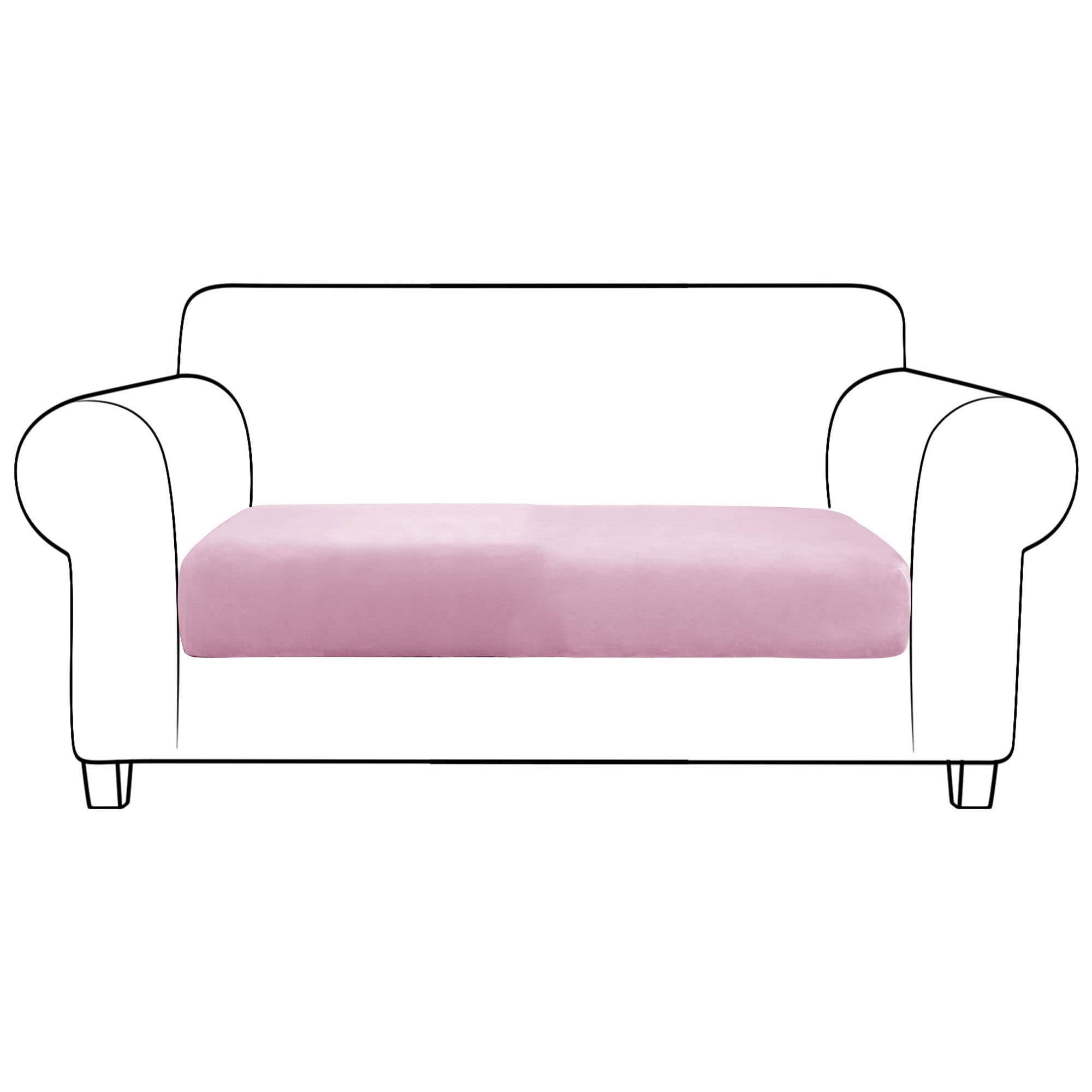 SVFOEBJM Velvet Sofa Seat Cushion Covers, Sofa Cushion Covers Stretch Couch Cushion Cover Soft With Elastic Bottom Sofa Seat Cover For Chair Sofa-Pink-2 seats
