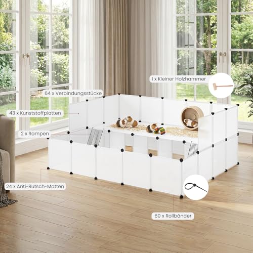 EUGAD Freigehege Kaninchen, Kleintiergehege Kunststoff, Modular Freigehege, Meerschweinchen Gehege, erweiterbar Gehege Kleintiere 181x145x72cm Laufstall Kaninchengehege für Hamster Hasen