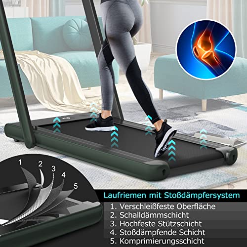 COSTWAY 2-in-1 loopband, inklapbaar, 2,25 HP, wandelpad onder het bureau met app, bluetooth, touchscreen en afstandsbediening, 1-18 km/u, loopband voor thuis - Afbeelding 8