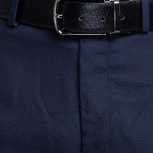 Image of Raymond Men's Poly Viscose Blend Structure Pattern Slim Fit Flat Front Formal Trouser