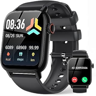 Smartwatch Damen Herren, smartwatch mit Telefonfunktion , 1,85" IP68 Wasserdicht Smart Watch, Lange Akkulaufzeit, Herzfrequenz Blutsauerstoff, Schlafmonitor, WhatsApp Funktion für iOS und Android