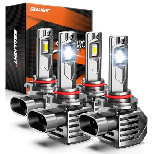 SEALIGHT S7S 9005 9006 Fog Light, 150000LM Output Perfect Beam Pattern, 2500FT Illumination Distance, 6500K Cool White，80000Hrs Lifespan With Cooling System, 4 Pack