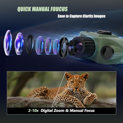 2026 New Compact 4K Night Vision Goggles with Rechargeable Battery,TF Card for Save Photo&Video,3 inch HD Display Screen Lightweight 10x Night Vision Binocular for Hunting Camping&Security-Green - Image 6
