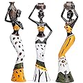 Mary Paxton 3 Pack African Sculpture,7.5" Women Figure Girls Tribal Lady Figurine Statue Decor Collectible Art Piece Human Decorative Home Black Figurines Creative Vintage Gift Crafts Dolls Ornaments