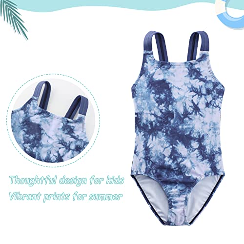 Image of Girls One Piece Swimsuits Tie Dye Bathing Suit Hawaiian Summer Swimwear for Girls 3-16 Years