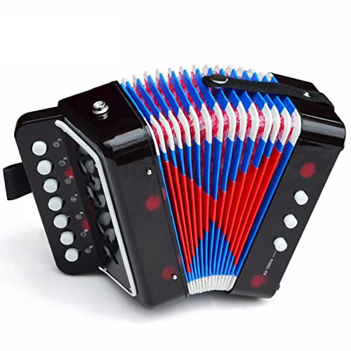 Acordeón para Niños, Mini Acordeón de 10 Teclas incluye 3 Válvulas de Aire, Instrumentos Musicales...