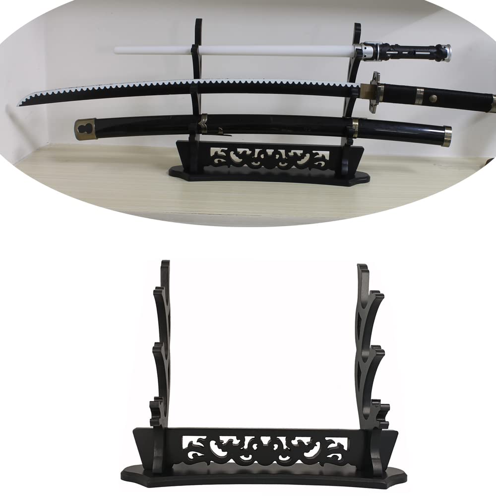 Support Katana Bambou - Présentoir 3 Niveaux Pour Épées Samouraï Et Wakizashi, Fixation Murale Classique Gravée