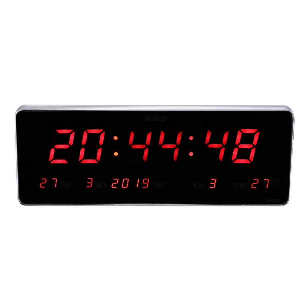 LED Digitaluhr - USB-Aufladung Digitaler Wecker Aluminiumlegierung Wanduhren Tischuhren mit Tag & Datum / Kalender & Temperatur füR Drinnen BüRo Schlafzimmer Wohnzimmer(Kalendertemperaturwoche)