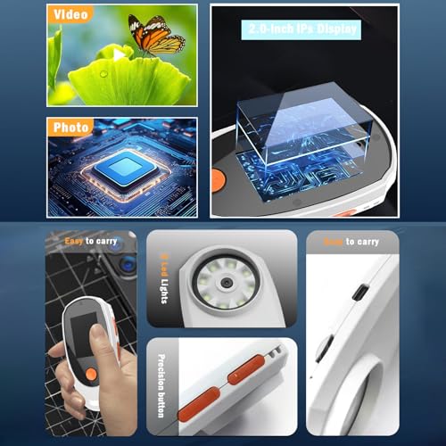 Image of Digital Microscope Handheld, Portable Digital Magnifying Glass 500x with 2.0inch Color Screen, Children Science Educational