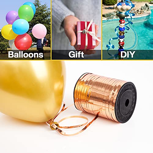 Image of PartyWoo Rose Gold Curling Ribbon, 500 Yard for Crafts, Iridescent Crimped, Shiny Metallic for Gift Wrapping, Balloons String, Hair, Florist Flower (1 Roll)