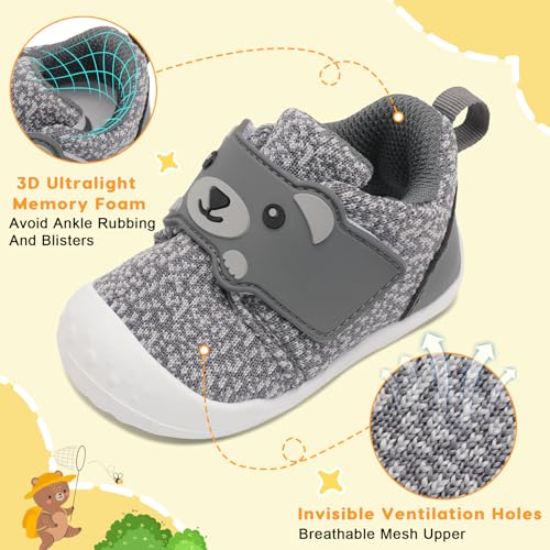 Image of FEETCITY Baby Walking Shoes Wide Baby Shoes Boys Girls Infant Sneakers Crib Shoes Breathable Toddler Barefoot Shoes Slip On Shoes