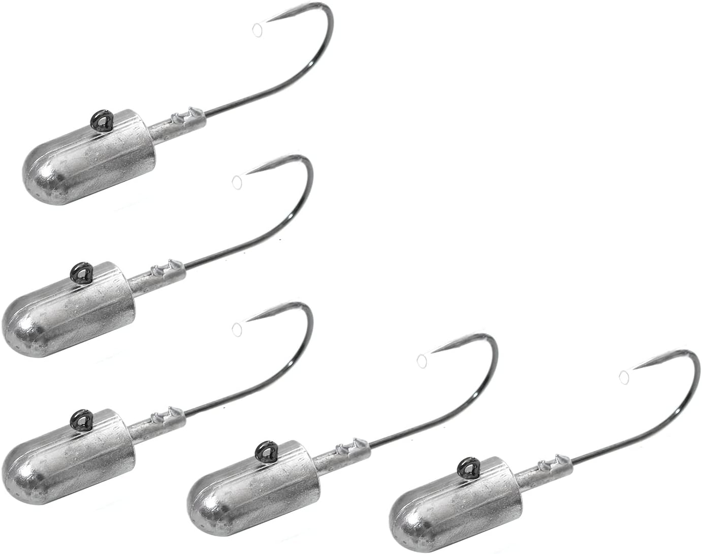 5pcs Fish WOW! 3oz Plain Bullet Jighead with 32786 MUSTAD 8/0 Hook 2X Strong Black Nickel Hooks unpainted Swimbait Jig Head