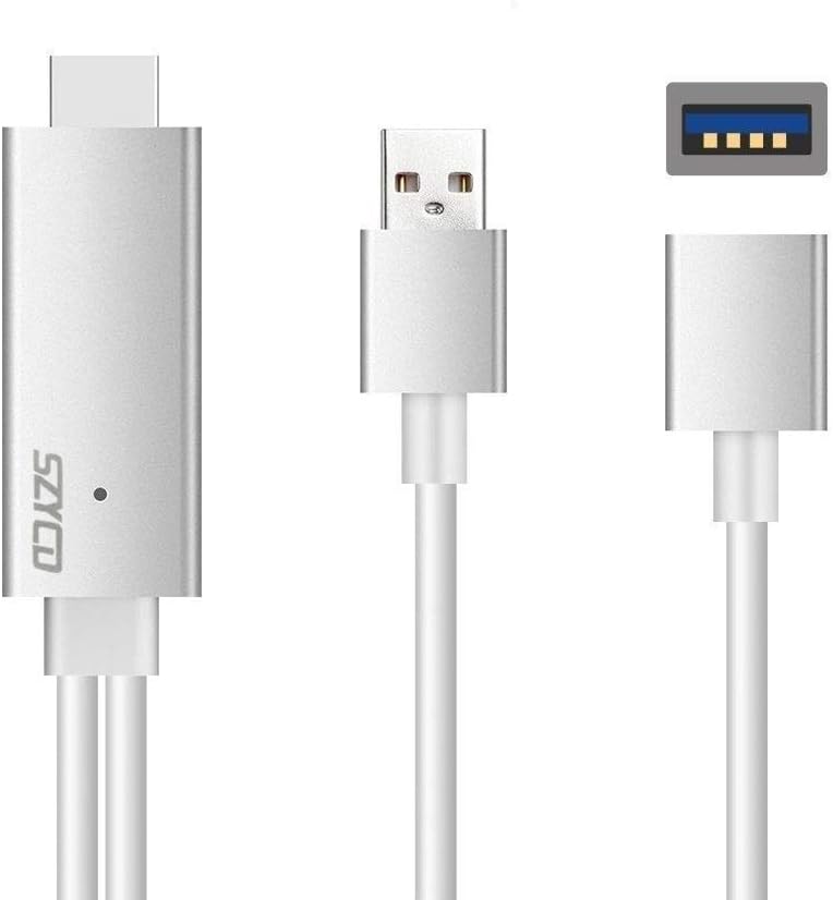 SZYCD MHL to HDMI Adapter with USB Charging Compatible for iPhone, iPad, Samsung Android Smartphones 1080P, Plug and Play