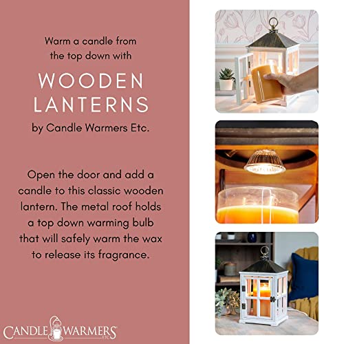 Candle Warmers Etc Wooden Farmhouse Candle Warmer Lantern For Top-Down Candle Melting, Weathered White #TOP3