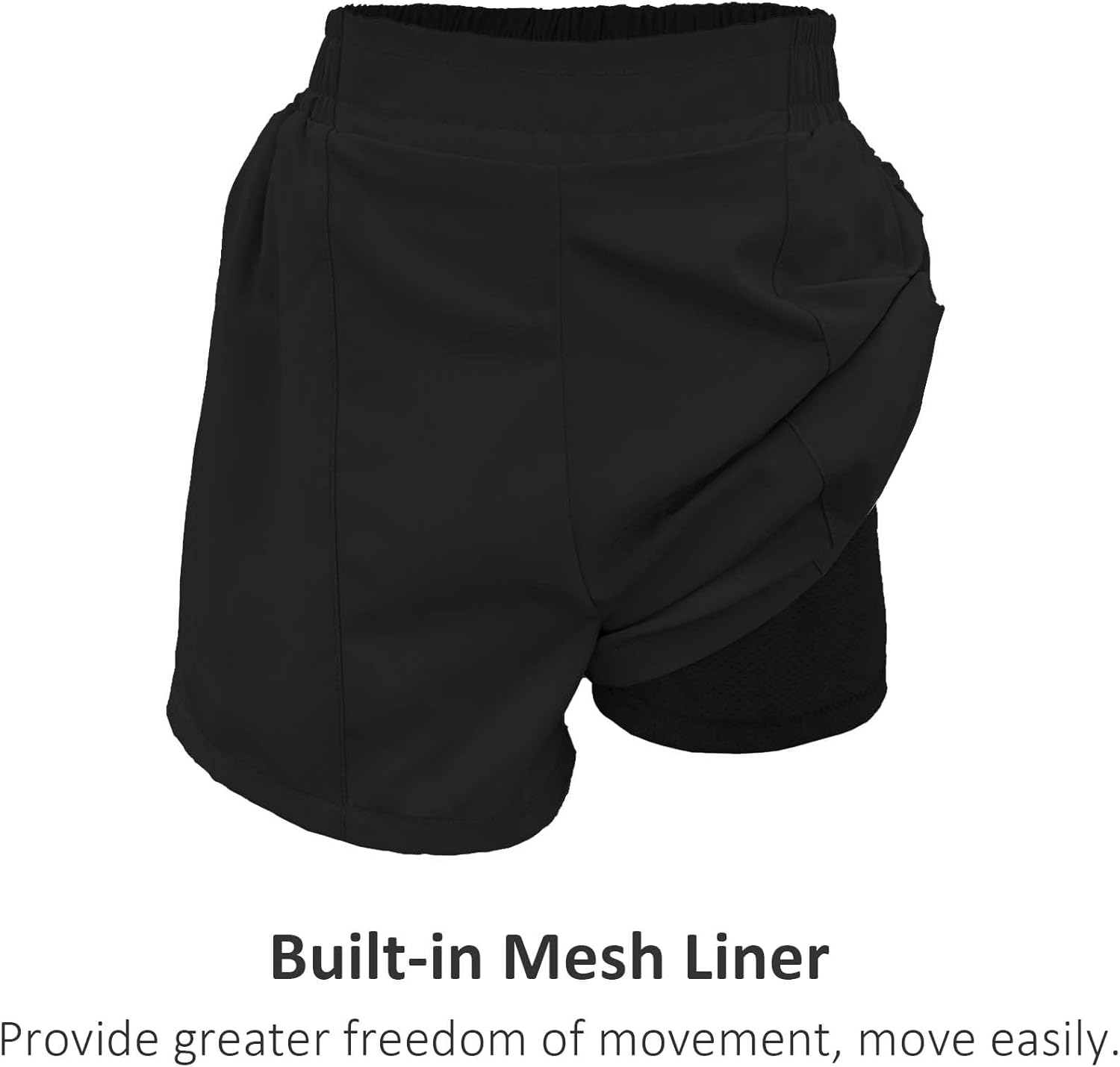 Yesfashion Girls Athletic Shorts with Zipper Pockets Elastic Waisted Running Shorts Soccer Gym Sports Active Short 4-13Y - Image 2