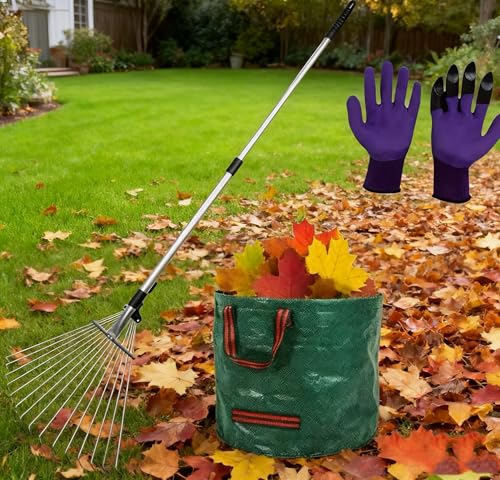 Rastrillo de jardín ajustable con bolsa y guantes miniatura 5
