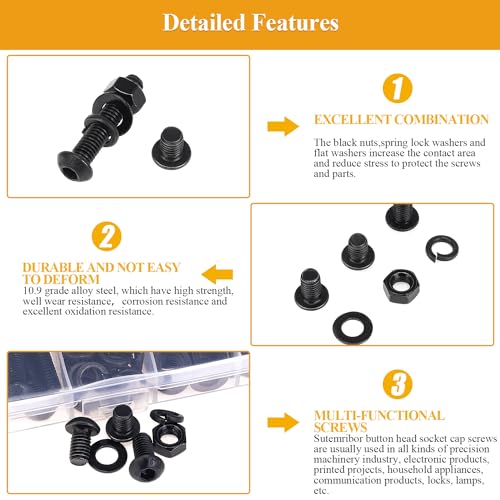 Kit vis et écrous M6 noir pour fixer et assembler vos pièces mécaniques