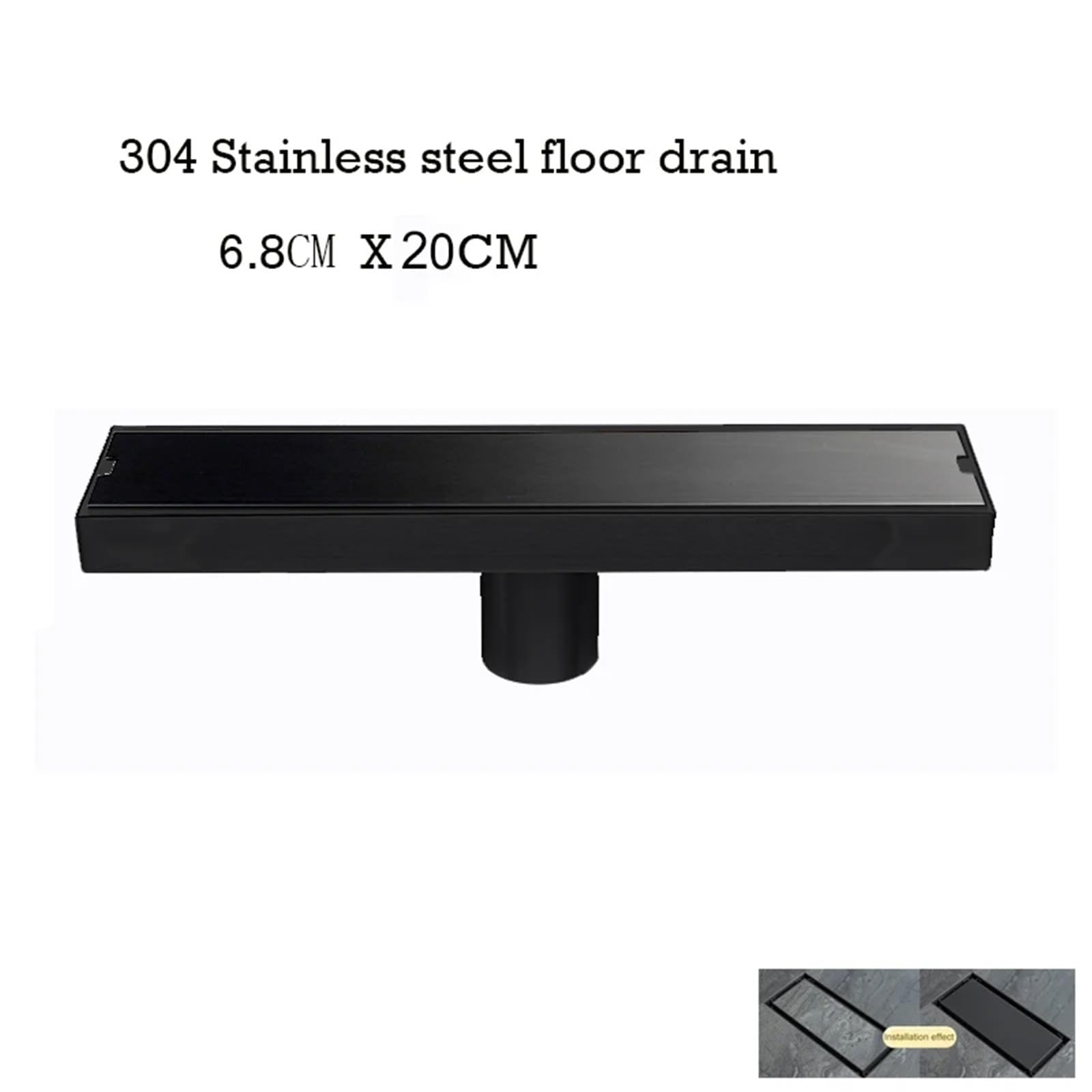 Desagüe De Suelo Cuadrado Desagüe de Suelo baño Invisible, Filtro residuos Cuadrado 20-120CM, Drenaje antiolor, colador Ducha, Accesorios Cocina(Black 20 cm)