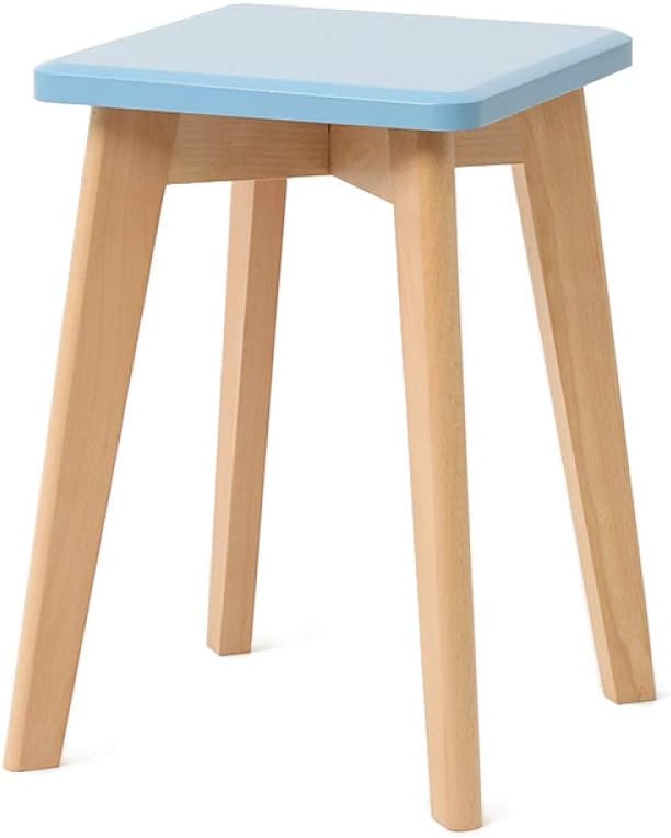 Solid Wood Stool, Beech Wood Home Dining Room Dressing Study Square stools, Simple Living Room Modern Bedroom Health/Blue / 29 * 43cm
