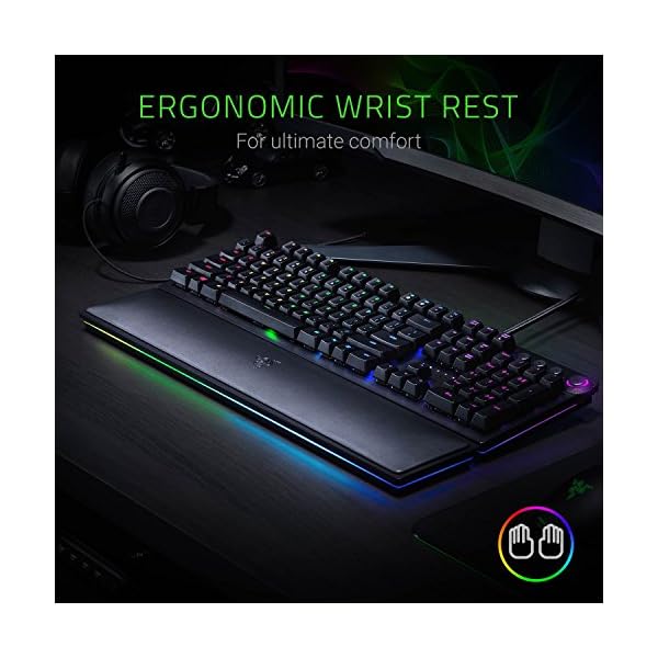 Razer Huntsman Elite (Purple Switch) - Gaming Keyboard with Opto-Mechanical Key (Multi-function Numeric Button, Integrated Hybrid Memory, RGB Chroma, Ergonomic Wrist Rest) - UK Layout | Black - Image 7