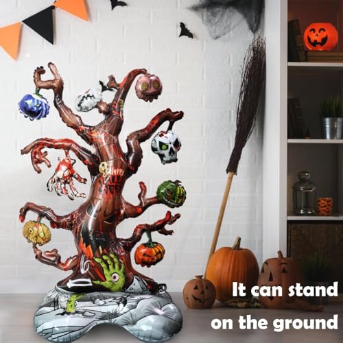 Image of Rozi Decoration Self Standing Halloween Tree Balloon | Skeleton Theme Foil Balloon for Haunted Happy Halloween Theme Decorations, 1 Piece